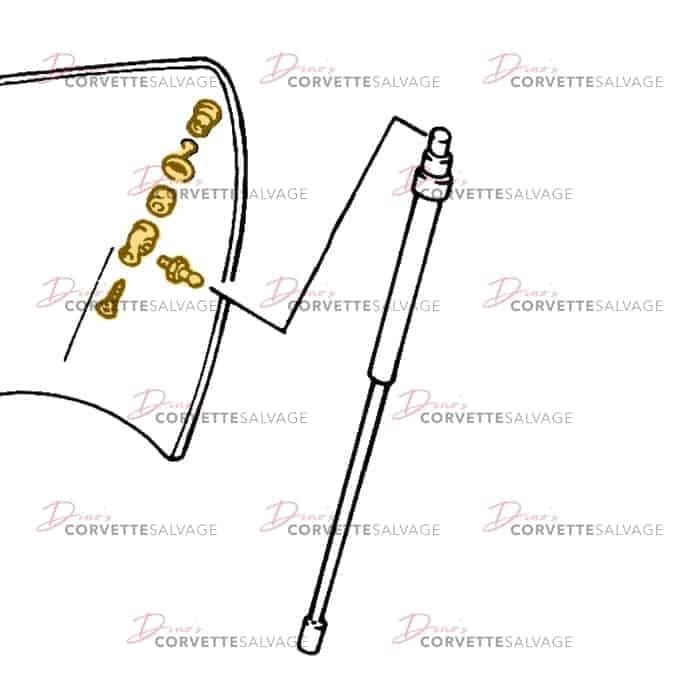C4 Used Coupe Rear Compartment Lift Window Strut Attachment Kit 1984-1996